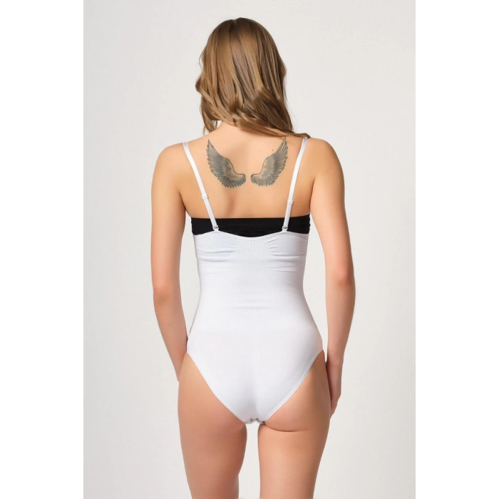 BEYAZ MI Emay 2043 Göğsü Açık Agraflı Body Korse