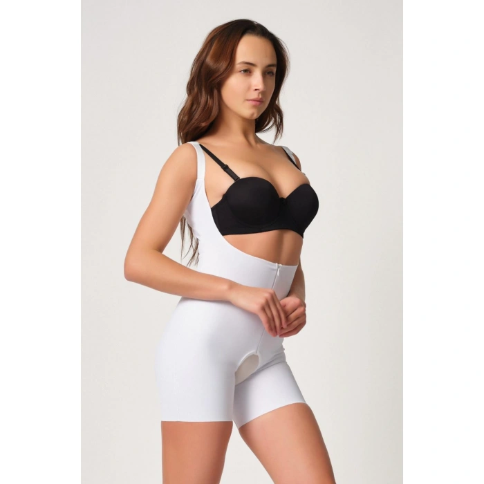 BEYAZ MI Emay 2834 Göğsü Açık Ferumalı Tül Popo Boy Lazer Korse