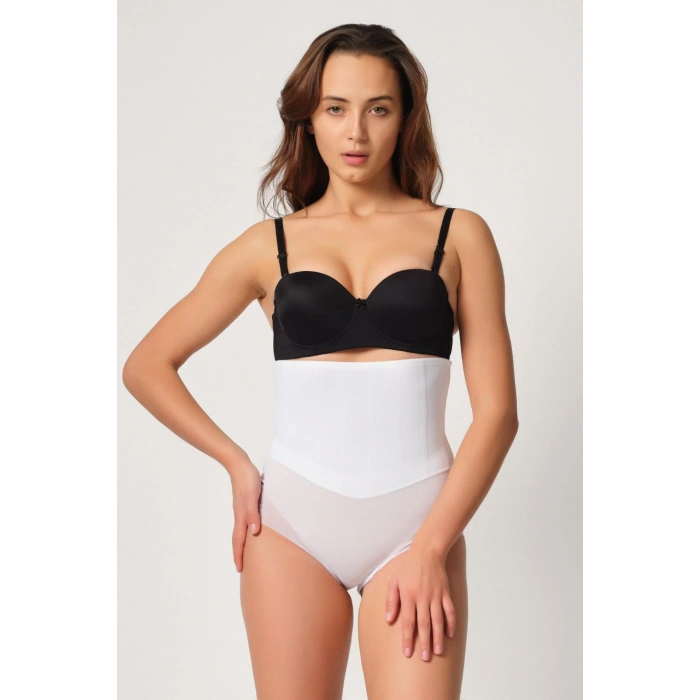 BEYAZ MI Emay 2945 Tül Karyokalı Slip Lazer Korse
