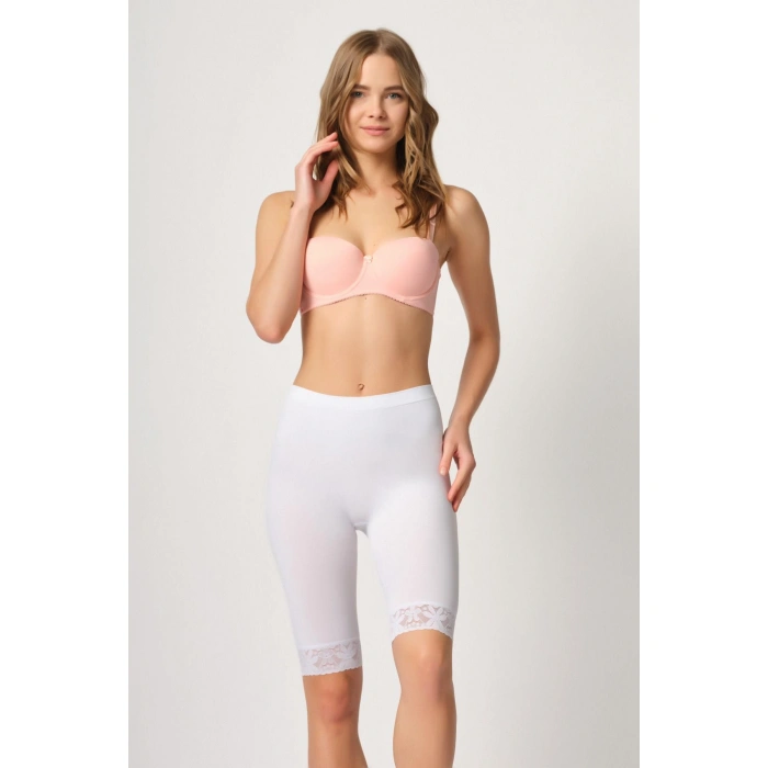 BEYAZ MI Emay 3004 Soft Uzun Paça Dantel Boxer