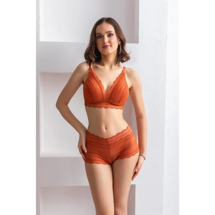 BRALET SÜTYEN BOXER TAKIM KİREMİT (MGP31813)
