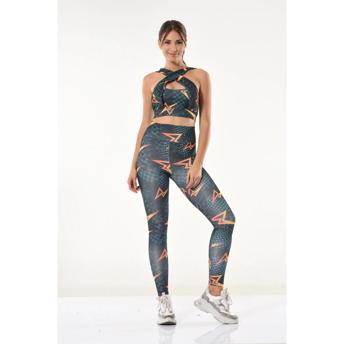 Derya Kurşun Baskılı Büstiyer Tayt Takım 531