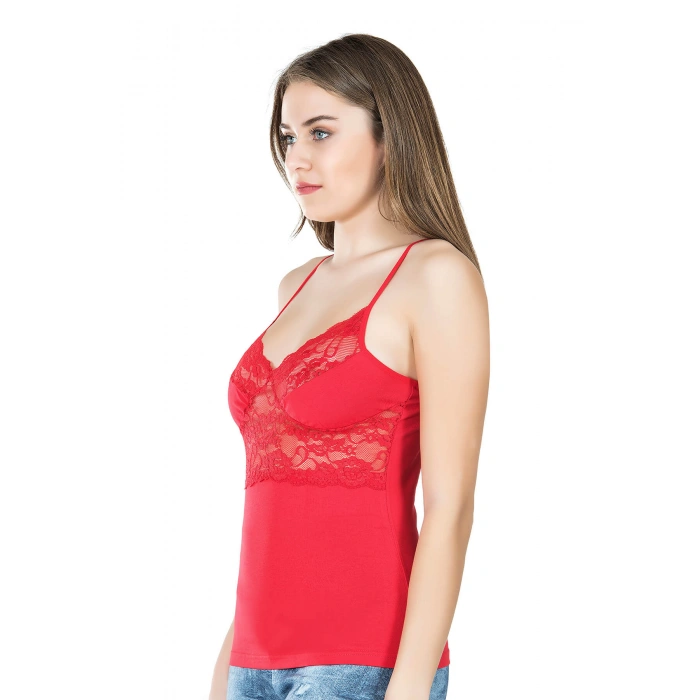 Derya Kurşun Ince Askılı Dantelli Kadın Atlet 258