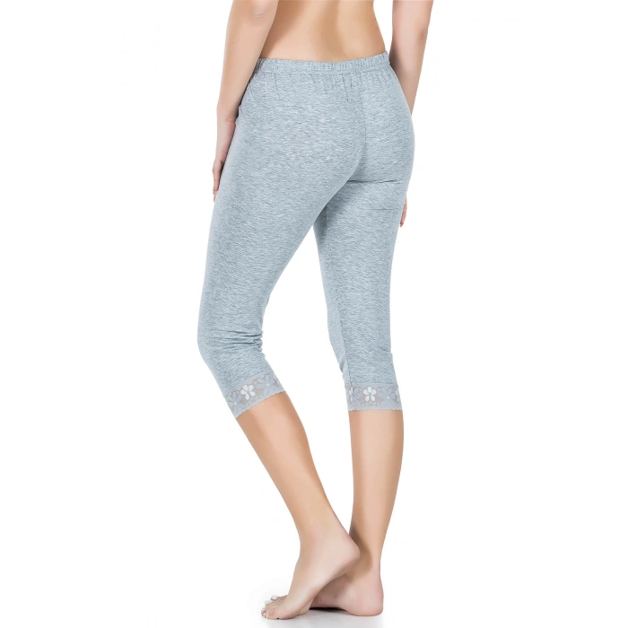 Derya Kurşun Paçası Dantelli Kısa Kadın Tayt 414