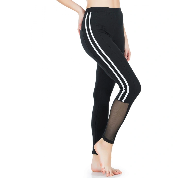 Derya Kurşun Şeritli Transparan Detaylı Kadın Tayt 0602