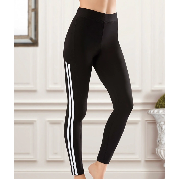 Derya Kurşun Yüksek Bel Şeritli Kadın Tayt 0530