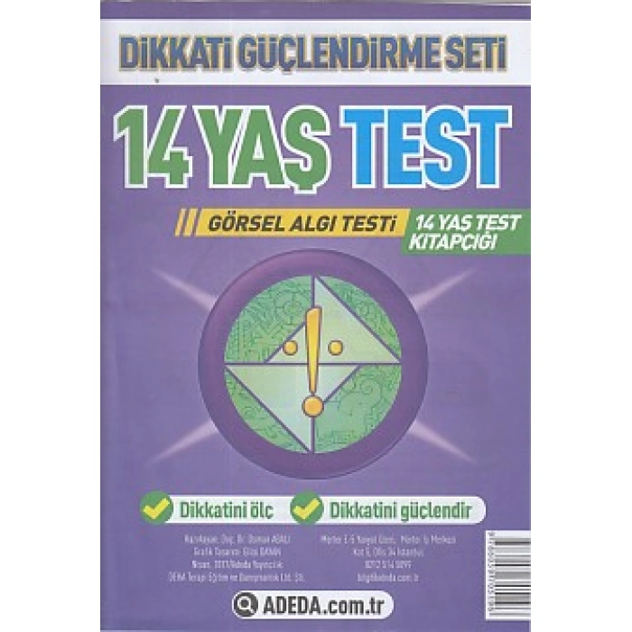 Kitap: Dikkati Güçlendirme Seti 14 Yaş Test