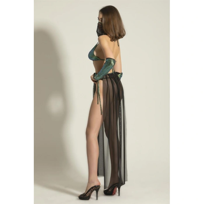 FANTEZİ DANSÖZ KOSTÜMÜ SİYAH/YEŞİL (MGP6456)