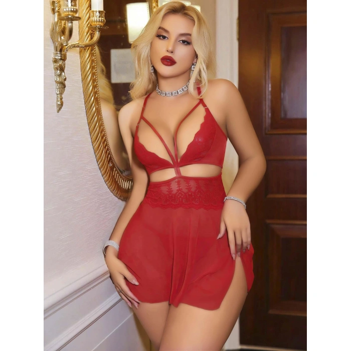 Kadın Kırmızı Tül Fantezi Kostüm 2181