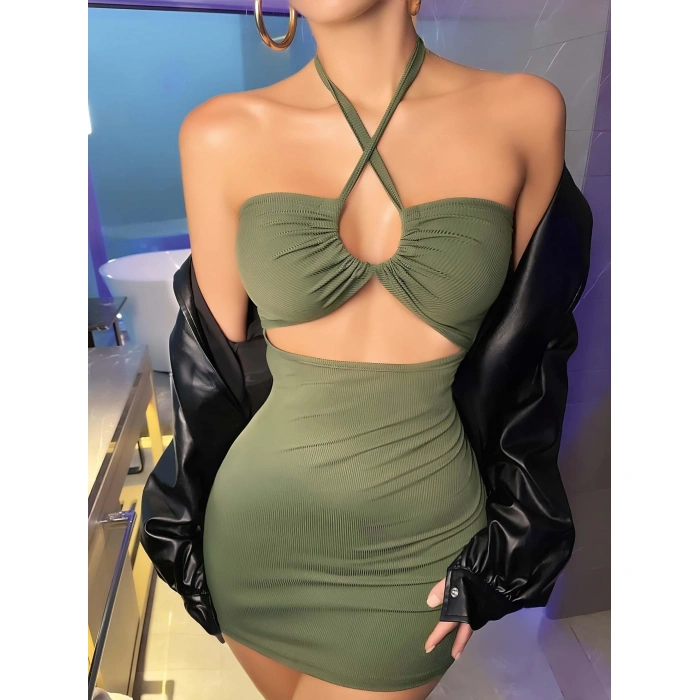 Kadın Yeşil Fantezi Clup Elbisesi 5029