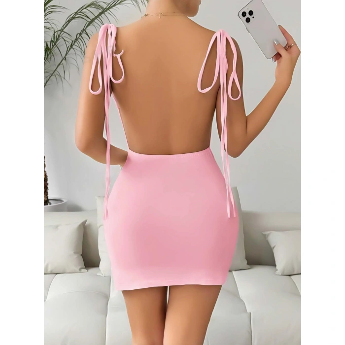 Pembe Fantezi Clup Elbisesi 5034