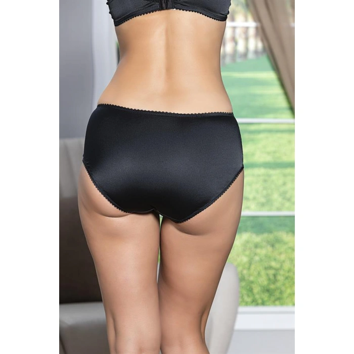 SATEN TOPARLAYICI MİNİMİZER SÜTYEN VE YÜKSEK BEL SLİP KÜLOT TAKIM SİYAH (MGP31521)