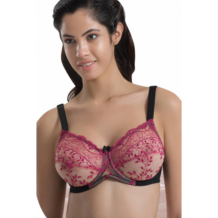 SİYAH BORDO MI Emay 148 C Balenli Toparlayıcı Sütyen