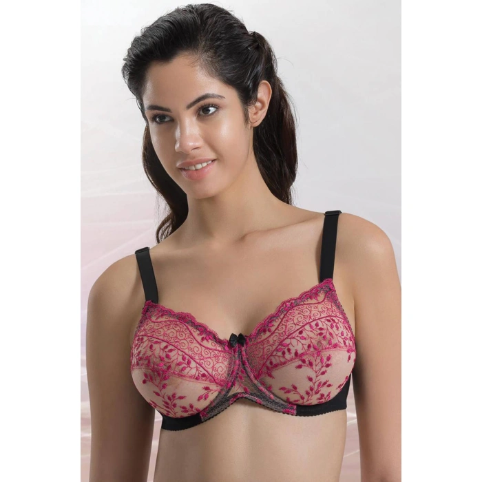 SİYAH FUŞYA MI Emay 148 D Balenli Toparlayıcı Sütyen