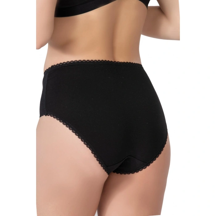 SİYAH MI Emay 1445 Modal Cotton Yüksekbel Dantelli Külot