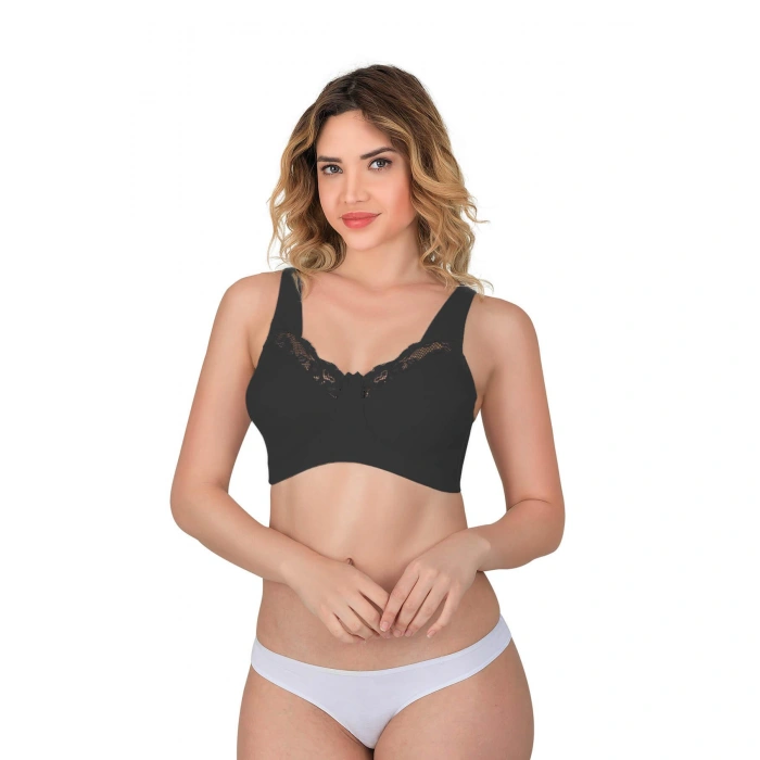 SİYAH MI Emay 181 B Dantelli Toparlayıcı Cotton Sütyen