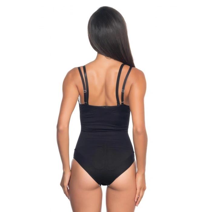 SİYAH MI Emay 2073 Göğüsü Açık Desenli Body Korse