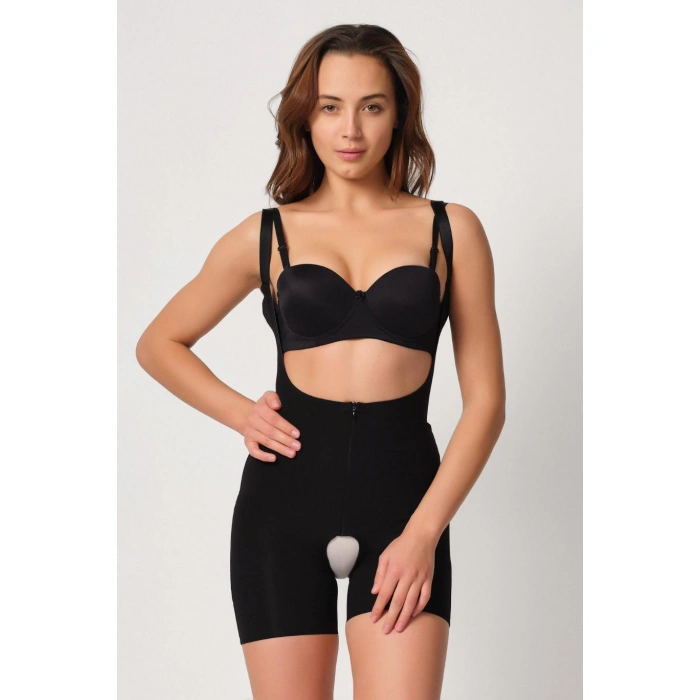 SİYAH MI Emay 2834 Göğsü Açık Ferumalı Tül Popo Boy Lazer Korse