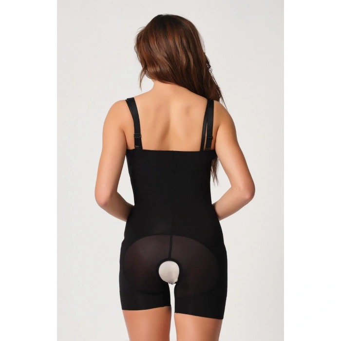 SİYAH MI Emay 2834 Göğsü Açık Ferumalı Tül Popo Boy Lazer Korse