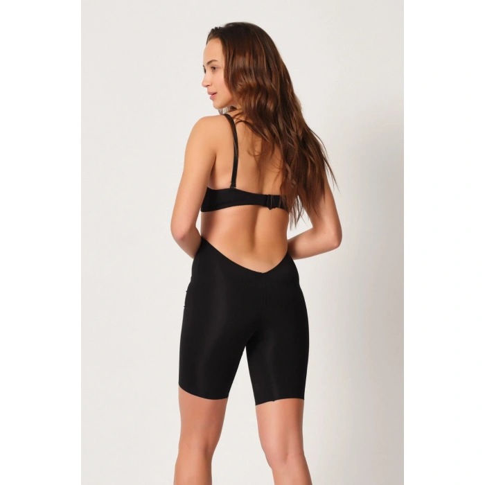 SİYAH MI Emay 2927 Bel Dekolteli Balenli Paçalı Lazer Korse