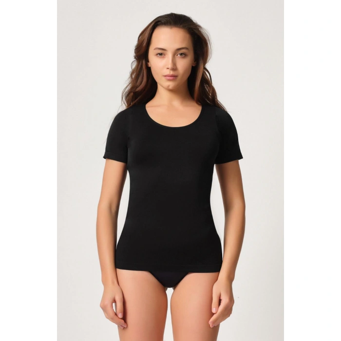 SİYAH MI Emay 5004 Soft Yarım Kollu Atlet