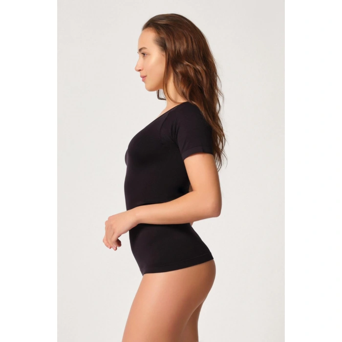 SİYAH MI Emay 5004 Soft Yarım Kollu Atlet