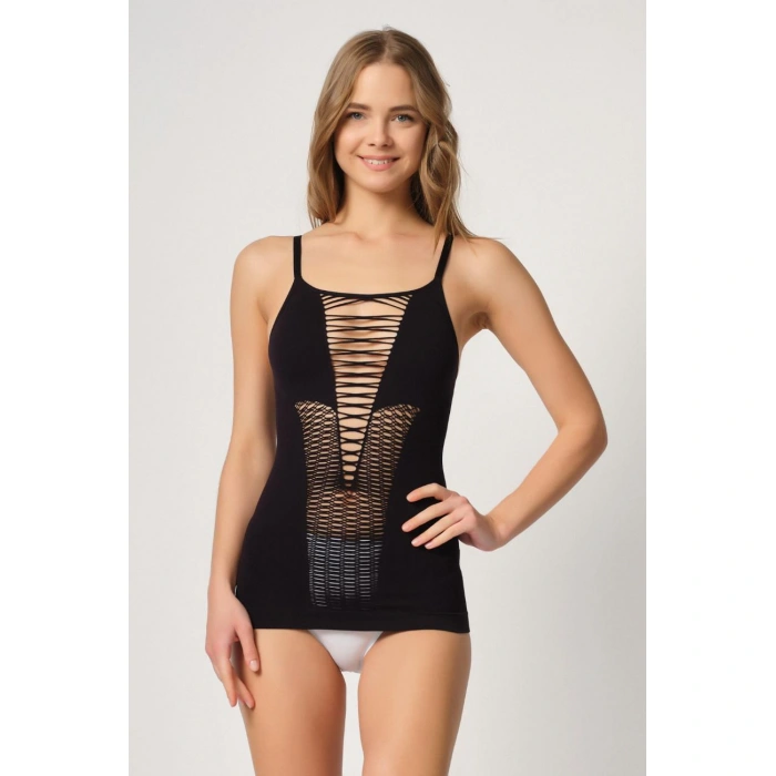 SİYAH MI Emay 5038 İp Askılı Fantazi Atlet Korse