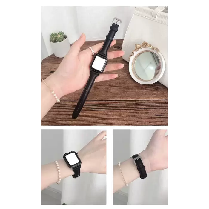 ​​​Apple Watch Ultra 49mm Kordon KRD-28 Deri Strap Kayış