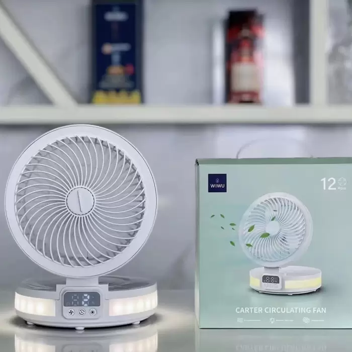 ​wiwu Fs05 Katlanabilir Şarjlı Dijital Led Ekranlı Gece Lambalı Masaüstü Fan