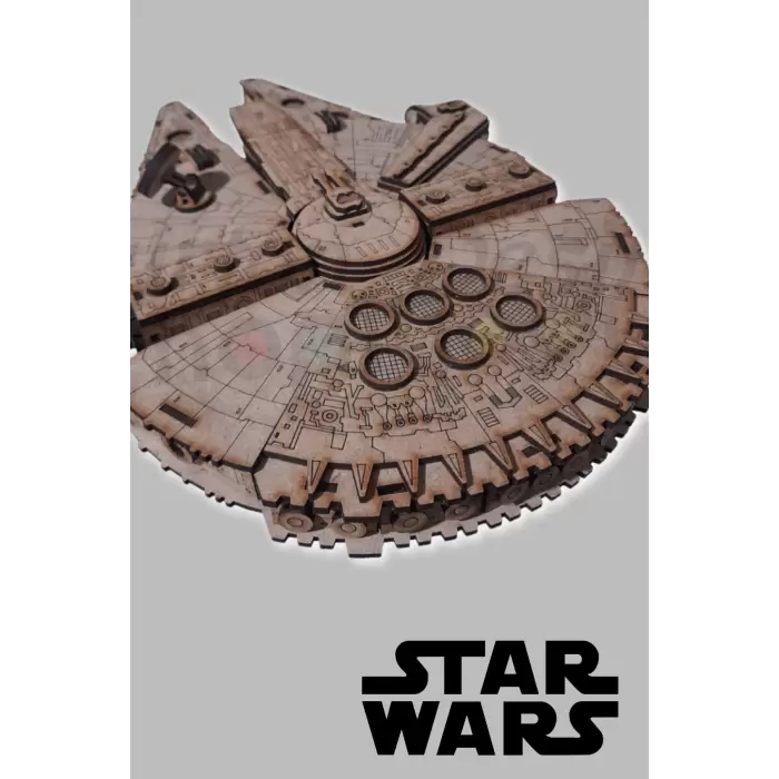 3d Ahşap Puzzle Star Wars Millennium Falcon Yapboz Savaş Uzay Gemisi Puzzle Hobi Seti ve Yapıştırıcı