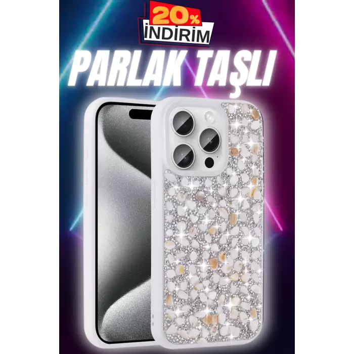 Apple iPhone 15 Pro Max Kılıf Parlak Taşlı Tasarım  Linea Diamond Kapak