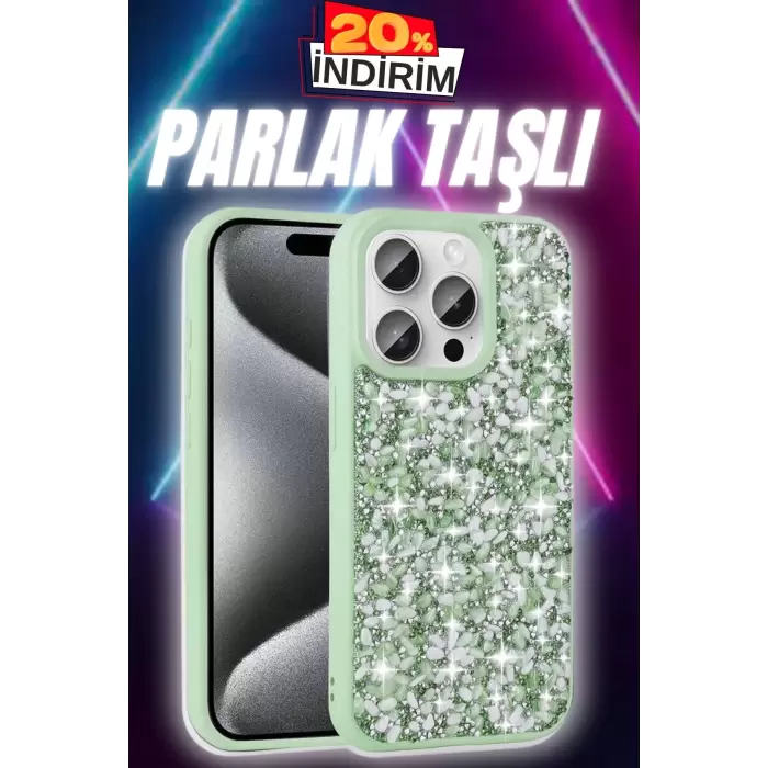 Apple iPhone 15 Pro Max Kılıf Parlak Taşlı Tasarım  Linea Diamond Kapak