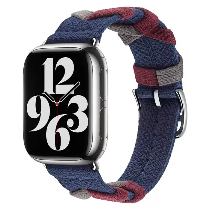 Apple Watch 7 45mm  KRD-97 Sarmal Örgü Tasarımlı Kordon