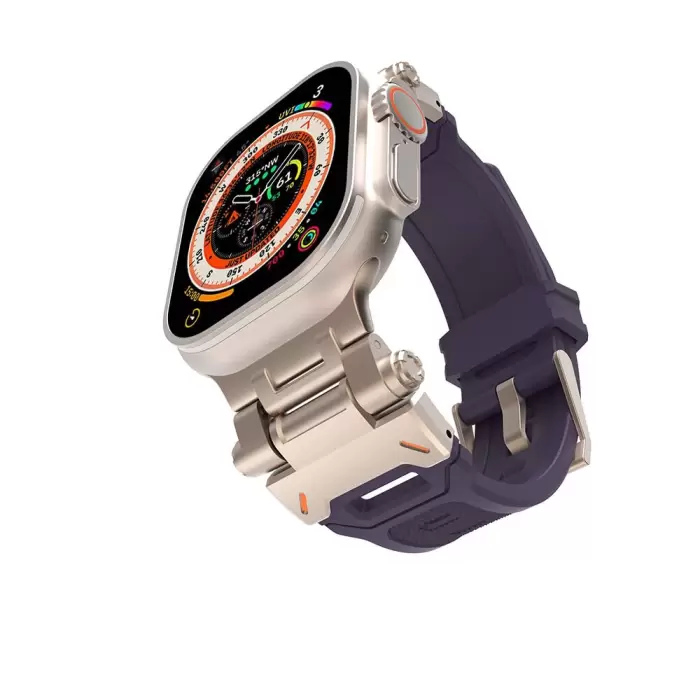 Apple Watch 42mm  KRD-108 Metal Başlıklı Silikon Kordon