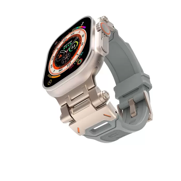 Apple Watch 42mm  KRD-108 Metal Başlıklı Silikon Kordon