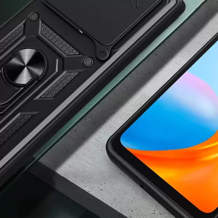 Xiaomi Redmi 13 4g Kılıf Magnetik Standlı Kamera Korumalı  Sürgülü Kamera Korumalı Sürgülü Yüzüklü Tasarım Armor Vega