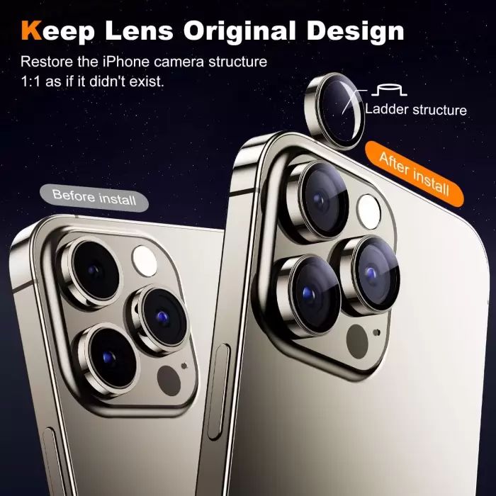 Apple İphone 16 Pro Max Lens Kamera Koruyucu Premium Safir Parmak İzi Bırakmayan CL-12