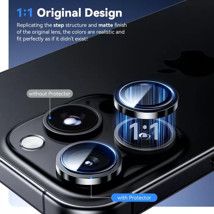 Apple İphone 16 Pro Lens Kamera Koruyucu Premium Safir Parmak İzi Bırakmayan CL-12