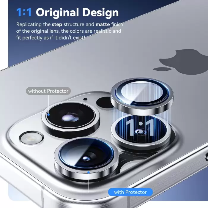 Apple İphone 16 Pro Lens Kamera Koruyucu Premium Safir Parmak İzi Bırakmayan CL-12