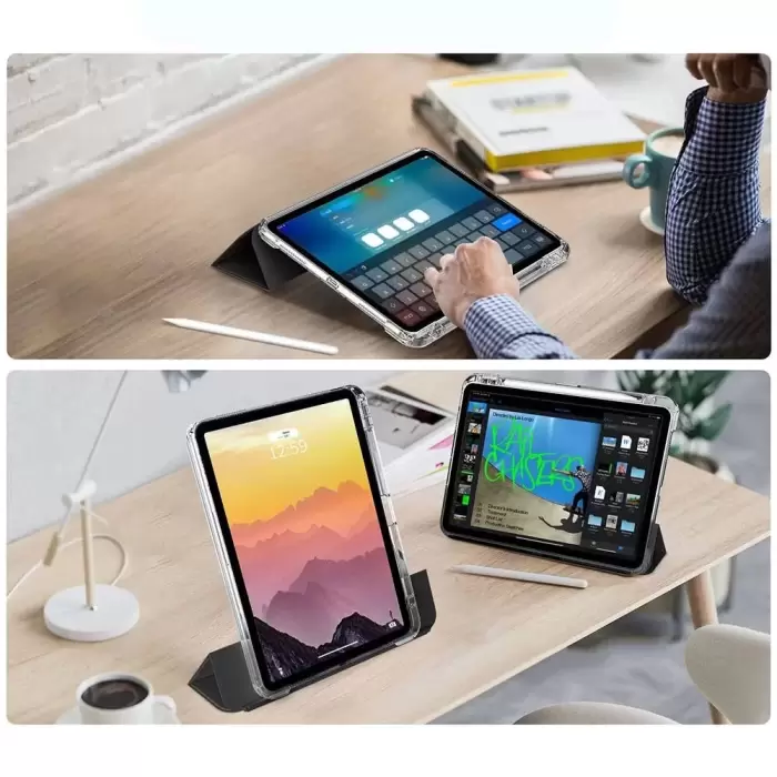 ​​Apple iPad Pro 13 2024 Kılıf Magnetik Ayrılabilen Hava Yastıklı Sliding Kapaklı Tablet Kılıfı