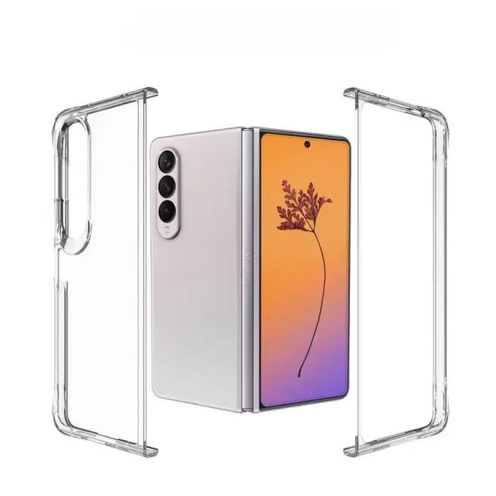 Samsung Galaxy Z Fold 4 Kapak Hassas Buton Uyumlu Şeffaf Sert Pürüssüz Kılıf Vonn