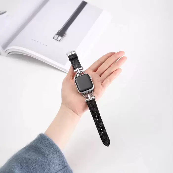 Apple Watch Seri 10 46mm KRD-53 Deri Kordon - Göz Alıcı Şıklık ve Dayanıklılık