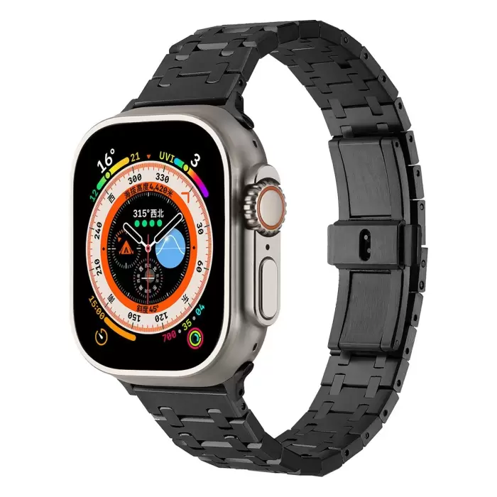 Apple Watch 2024 46mm 10 Serisi Çizgi Metal Kordon KRD-82