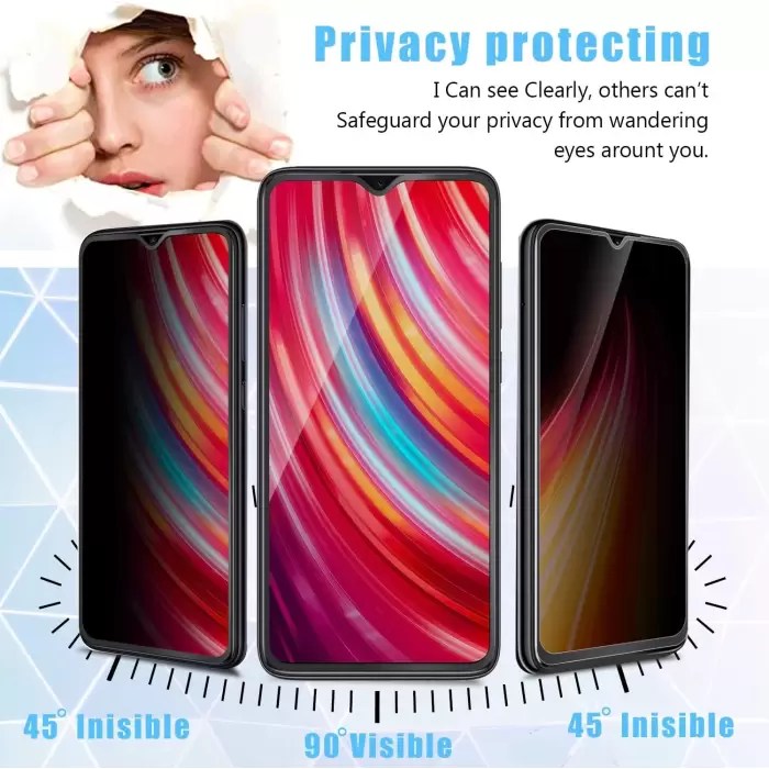 Xiaomi Redmi Note 12 4G Hayalet Gizlemeli 5d Privacy Temizleme Kiti Ekran Koruyucu Gizli Cam