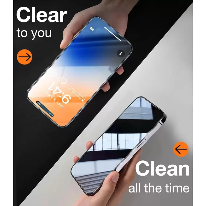 iPhone 15 Pro Hayalet New 5d Privacy Temizleme Kiti Ekran Koruyucu Temperli Gizli Cam
