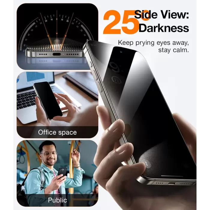 iPhone 15 Pro Hayalet New 5d Privacy Temizleme Kiti Ekran Koruyucu Temperli Gizli Cam