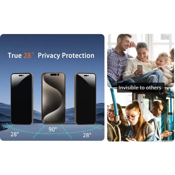 iPhone 15 Plus Hayalet Gizlemeli 5d Privacy Temizleme Kiti Ekran Koruyucu Gizli Cam