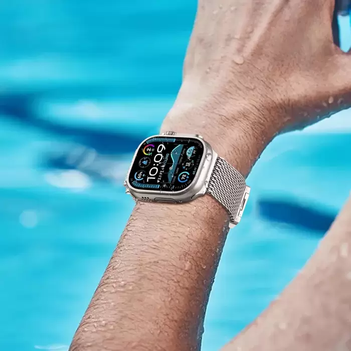 Apple Watch 44mm Metal Hasır Hafif Kordon Hava Kanallı | KRD-121