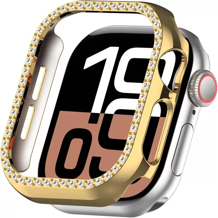 Apple Watch 10 Serisi 42mm Taşlı Kılıf Sert Pc Kasa Koruma Kasa Koruyucu Gard 05