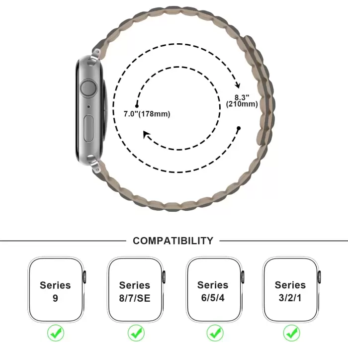 Apple Watch 10. Seri 46mm Silikon Tırtıklı Kordon Strap Kayış Krd-122 Siyah-Yeşil-Kahve-Turuncu